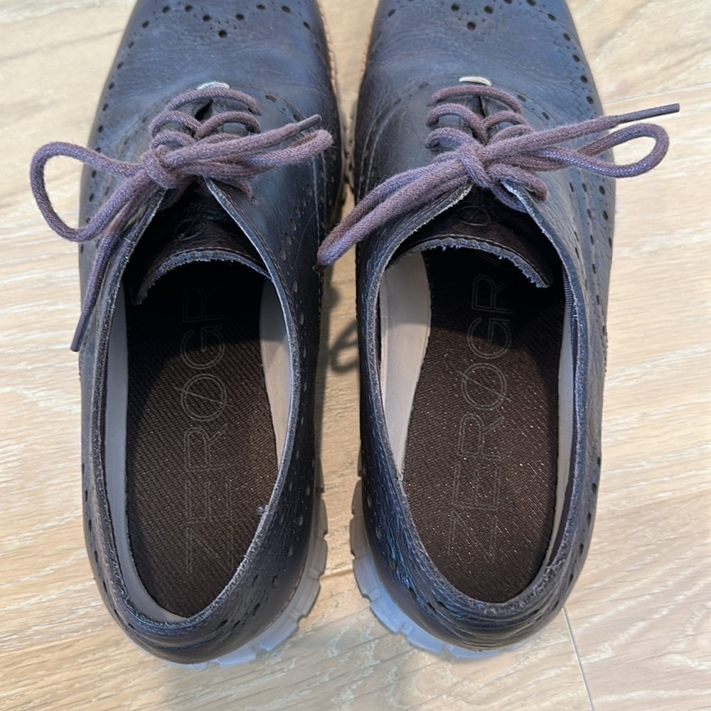 Cole Haan Men's Zerogrand Wingtip Oxfords Dark Brown Java Cobblestone Shoes 11 - Picture 7 of 9